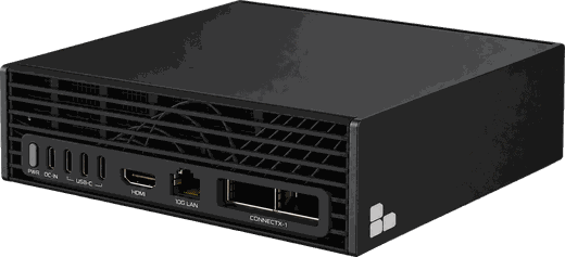 A single BayMachines AI system, a desk-side compute unit with front ports